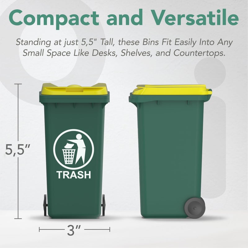 Wiosi Mini Garbage Trash Pen Holder for Desk | Tiny Recycle Bin Pencil Holder Green & Blue, Pack of 2 | Storage for Pencil & Pen | Office Stationery to Organize The Desk | Ideal for Student Work - Image 3